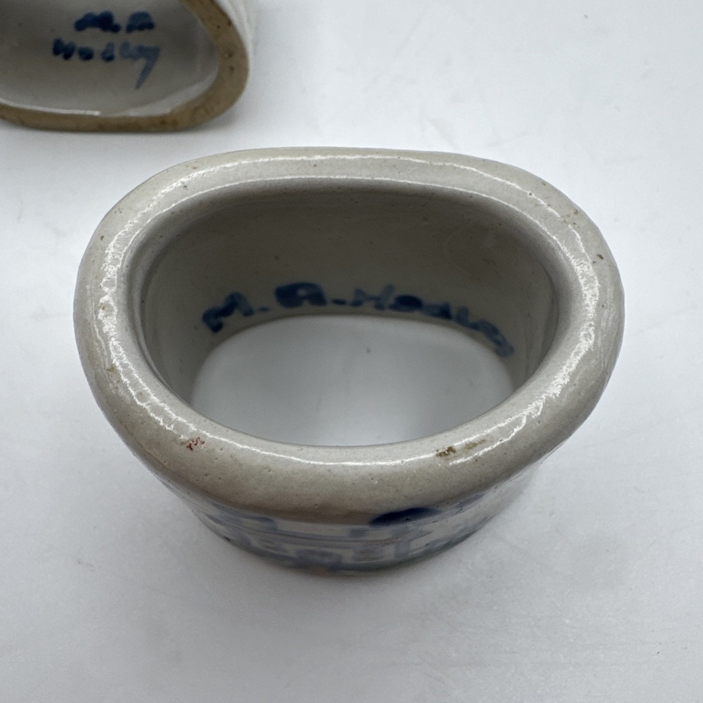 M A Hadley Art Pottery Napkin Rings Set 2 Farmer & Farmhouse House Cottagecore - Picture 4 of 7